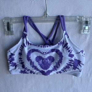 Purple Tie-Dye Heart Bikini Top - Crisscross Back, Girls Size 8Y
